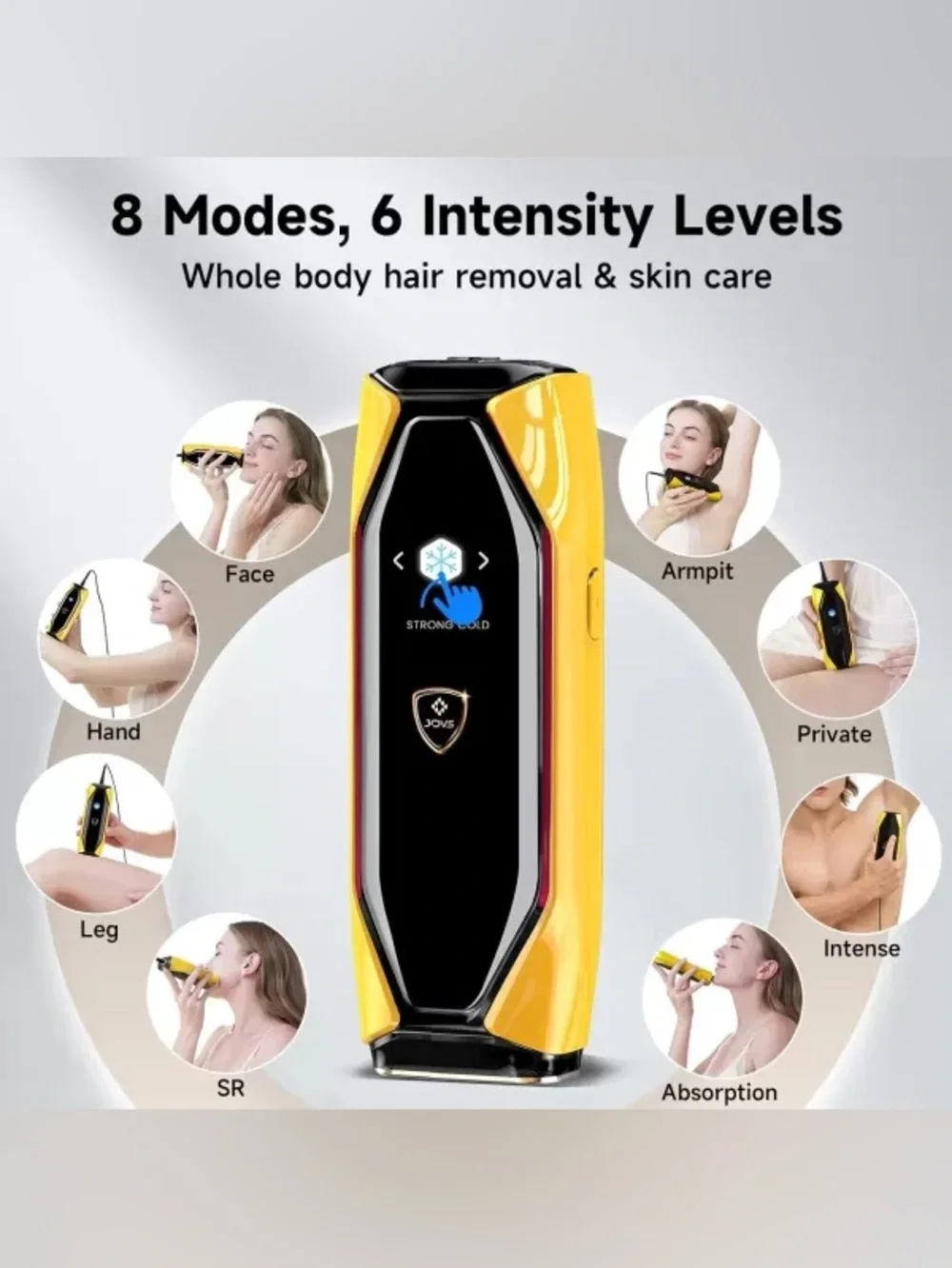 JOVS IPL permanent Portable Hair Removal Device 3 in 1 with attachments